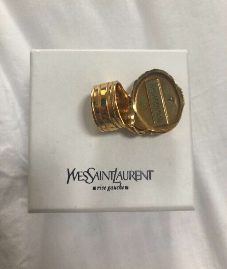 Yves Saint Laurent YSL Arty Aqua Blue Turquoise Statement Ring Size 7 Gold | eBay UK