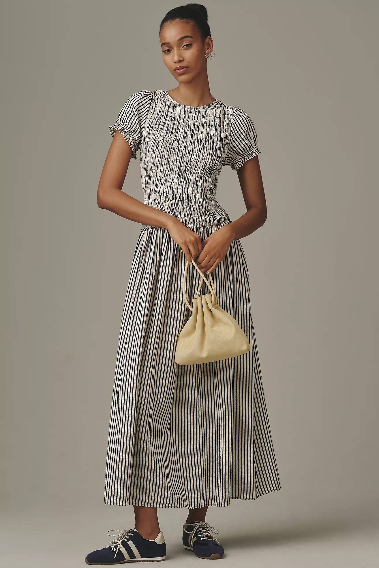 Maeve Smocked Short Sleeve Maxi Dress | Anthropologie (US)