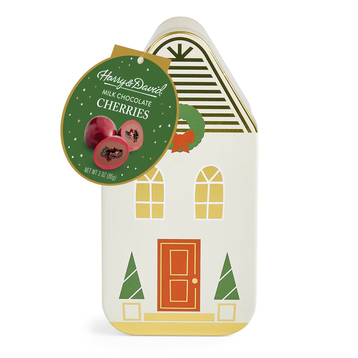 Harry & David House Tin with Milk Chocolate Cherries Christmas Gift Set - 3oz | Target
