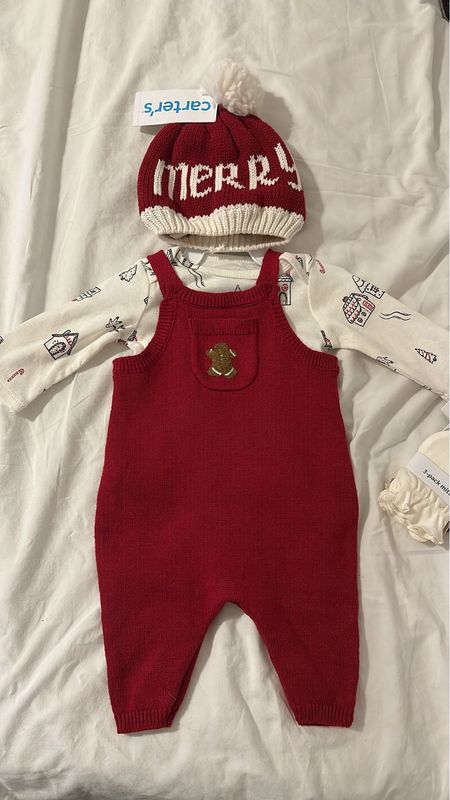 Newborn Christmas outfit // gingerbread overalls and onesie // Christmas beanie 

#LTKsalealert #LTKbaby