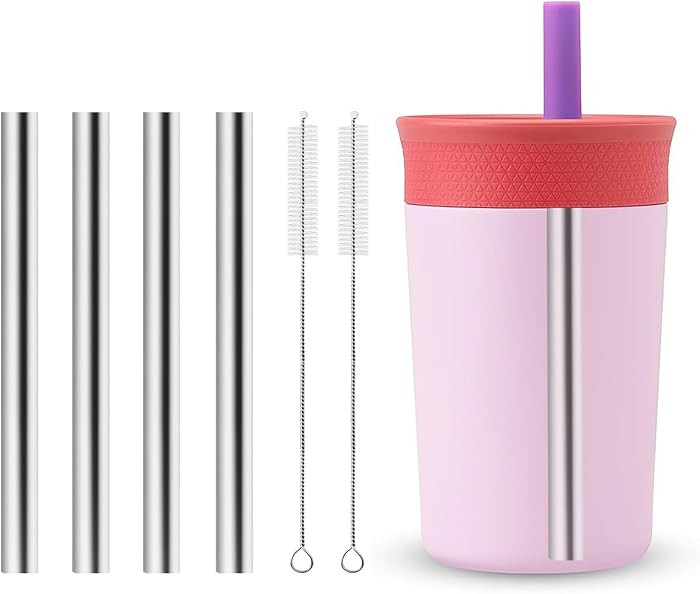 Metal Straw Replacement Compatible With Owala Kids Tumbler Cup 12oz & 15oz, Stainless Steel Straw... | Amazon (US)