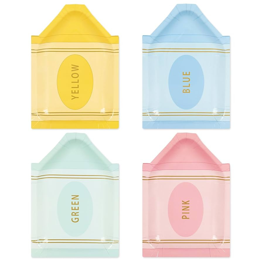40Pcs Back to School Pencil Paper Plates Pastel Crayon Shape First Day of School Disposable Plate... | Amazon (US)