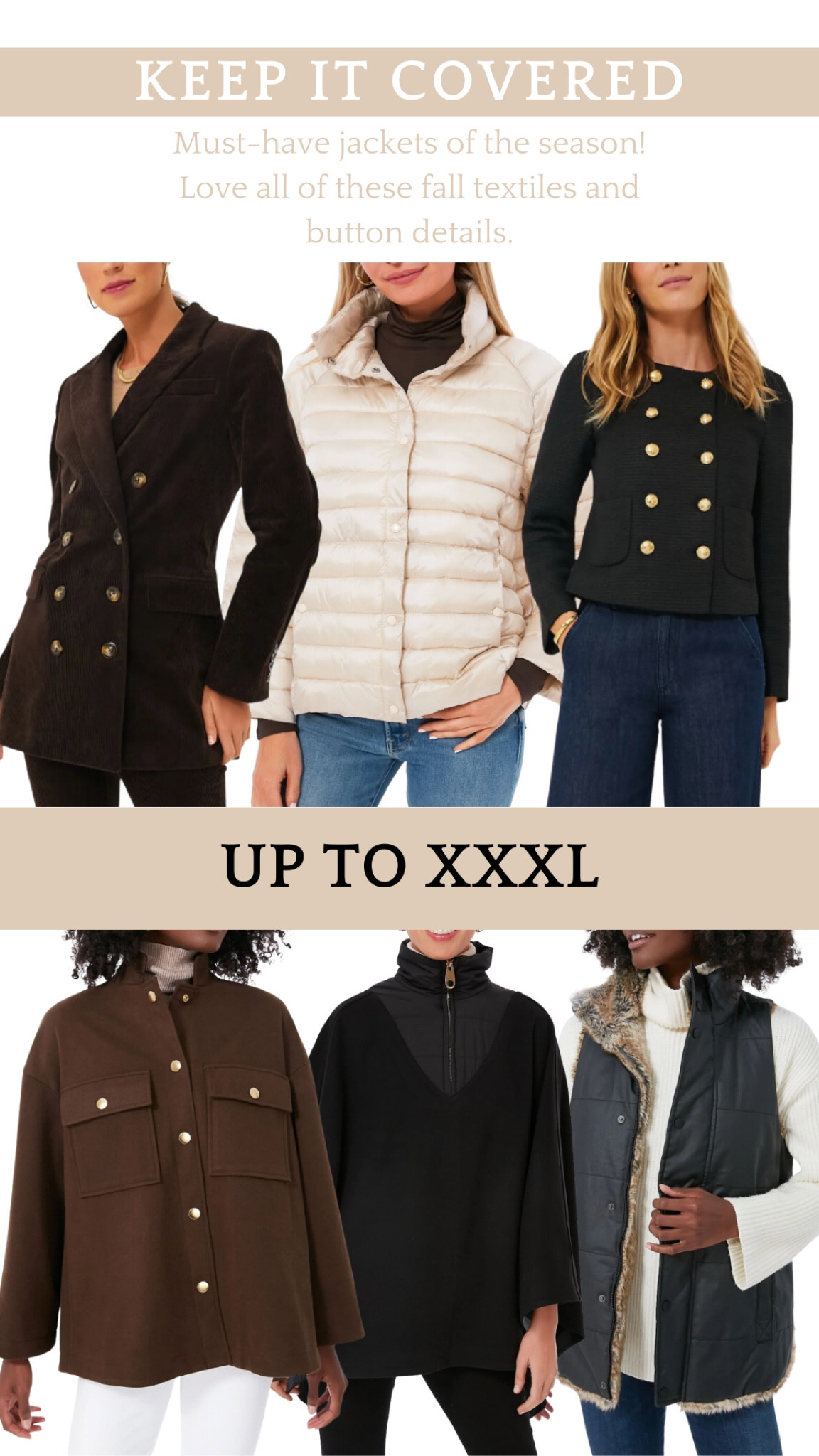Jackets, coats, pullovers, and vests from Tuckernuck available in plus sizes up to XXXL. The perfect layers and outerwear to complete any fall and winter outfit!

Blazer, puffer coat, lady jacket, shacket, cape, fleece, extended sizes, classic, preppy #outerwear #tuckernuck #plussize #extendedsizes #coat 

#LTKstyletip #LTKplussize #LTKSeasonal