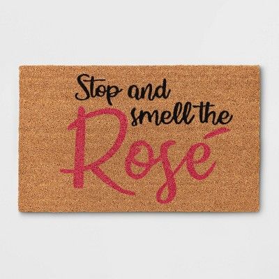 1'6"x2'6" Stop & Smell The Rose Coir Doormat Brown - Sun Squad™ | Target