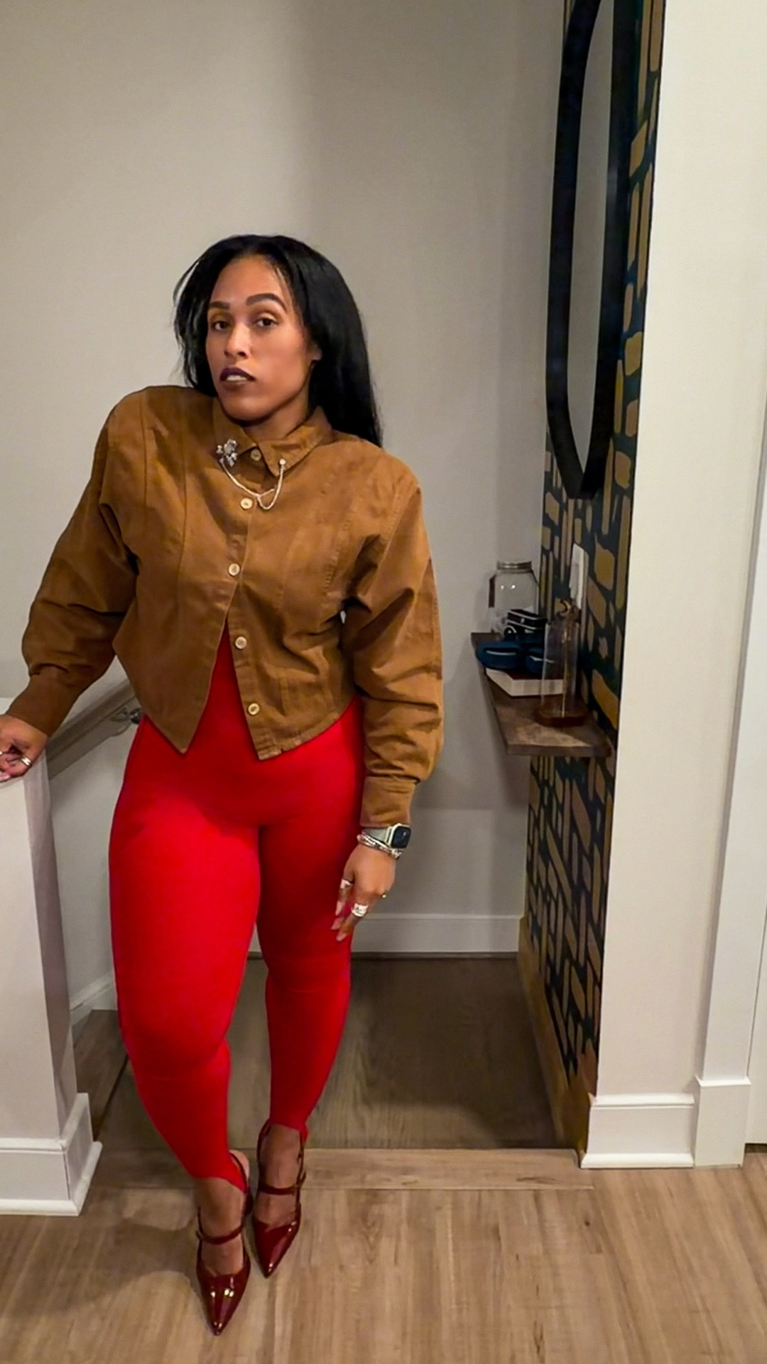 Date night or girls’ night 🤎✨
Nike x Jacquemus stirrup leggings styled with an ASOS cropped shoulder-pad button-down and Steve Madden heels — sporty meets tailored in the best way.

#LTKparties #LTKstyletip 

#LTKActive