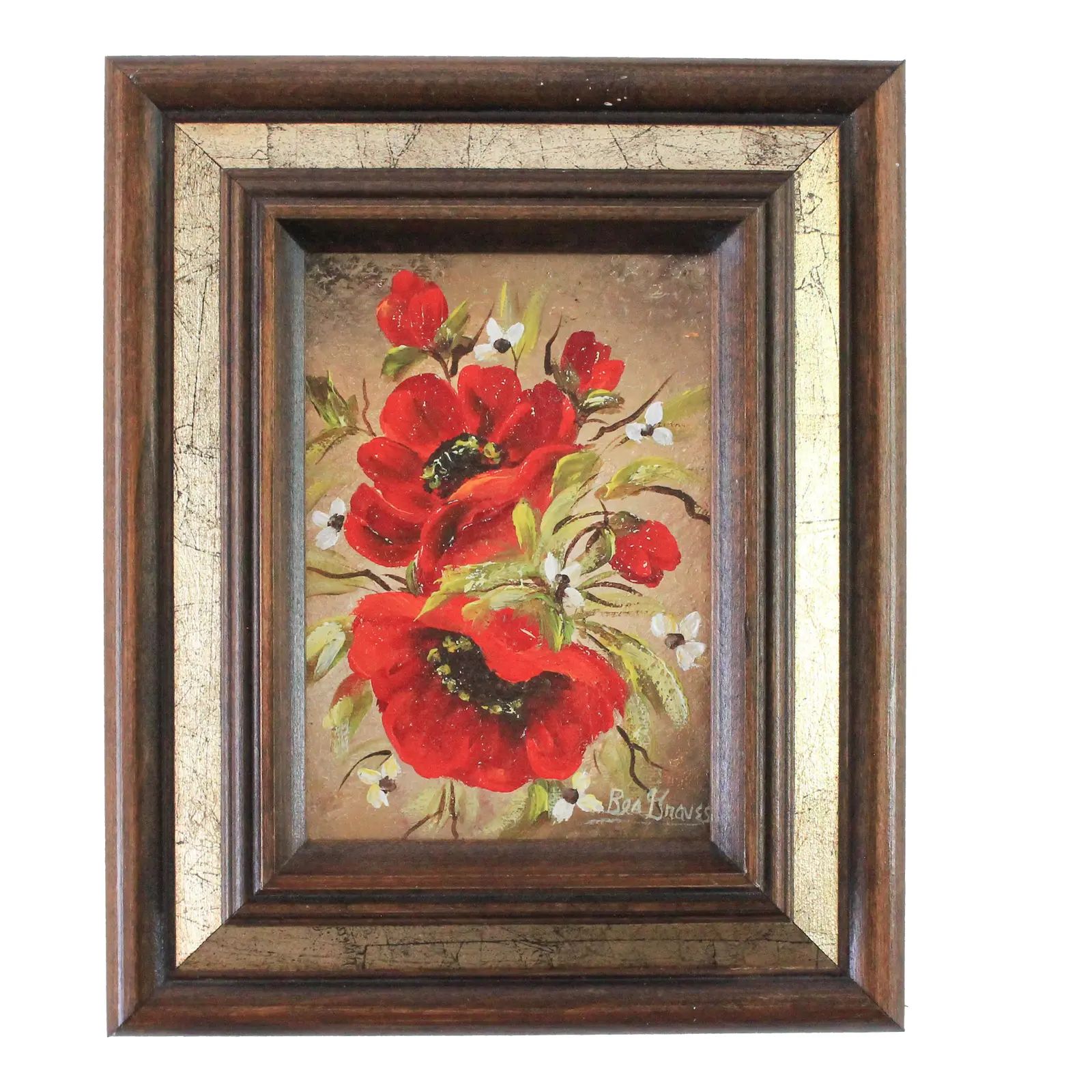 Framed Vintage Floral Painting | Chairish