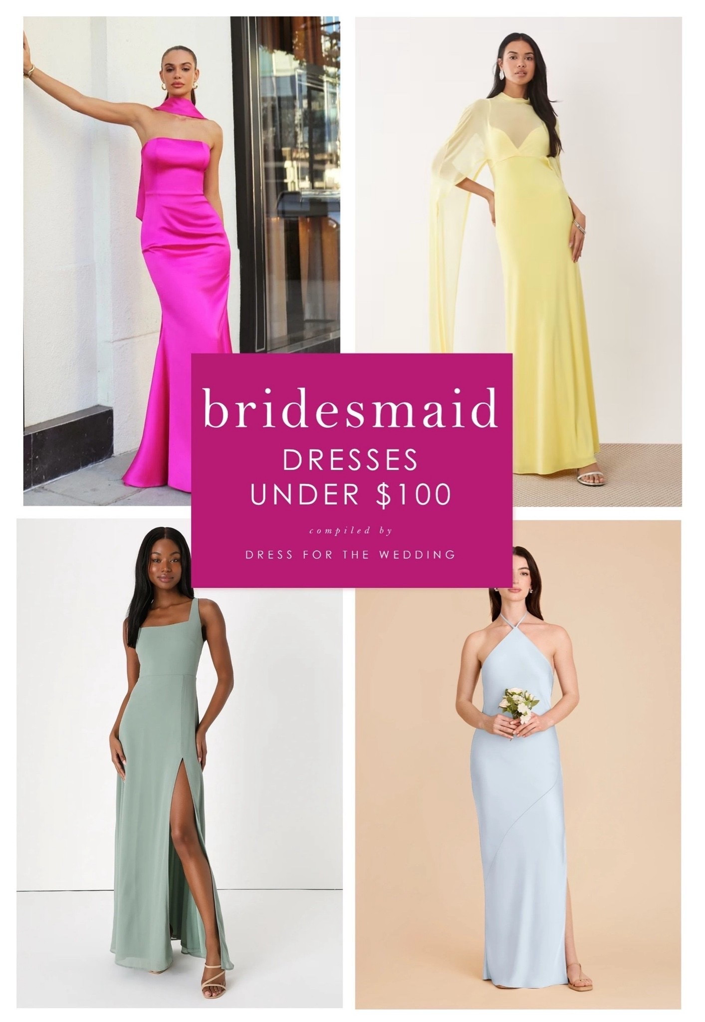 Bridesmaid dresses under $100. Where to find affordable dresses for bridesmaids in your wedding party. Formal dresses under $100. Follow Dress for the Wedding for cute dresses, sale alerts, wedding style and decor! Visit us at dressforthewedding.com for more!

#LTKootd #LTKgrwm #LTKWedding