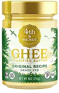 4th & Heart Original Grass-Fed Ghee, 9 Ounce, Keto, Pasture Raised, Non-GMO, Lactose and Casein F... | Amazon (US)