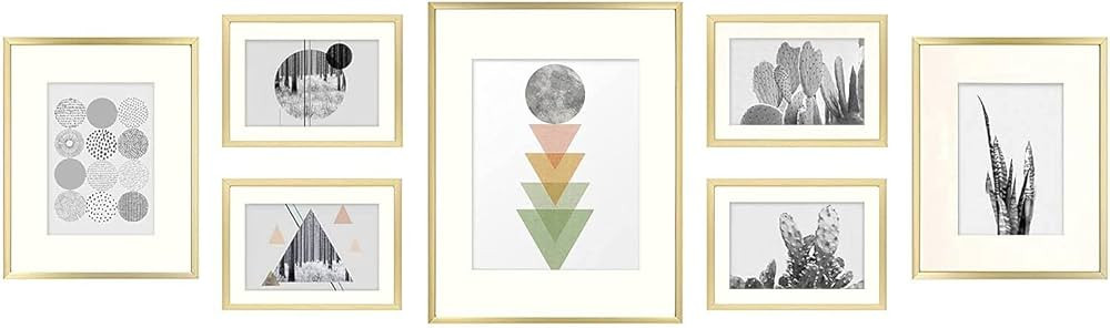 Golden State Art, 7 Pack, One 11x14, Two 8x10, and Four 5x7 Pictures. Aluminum Photos Frame for W... | Amazon (US)