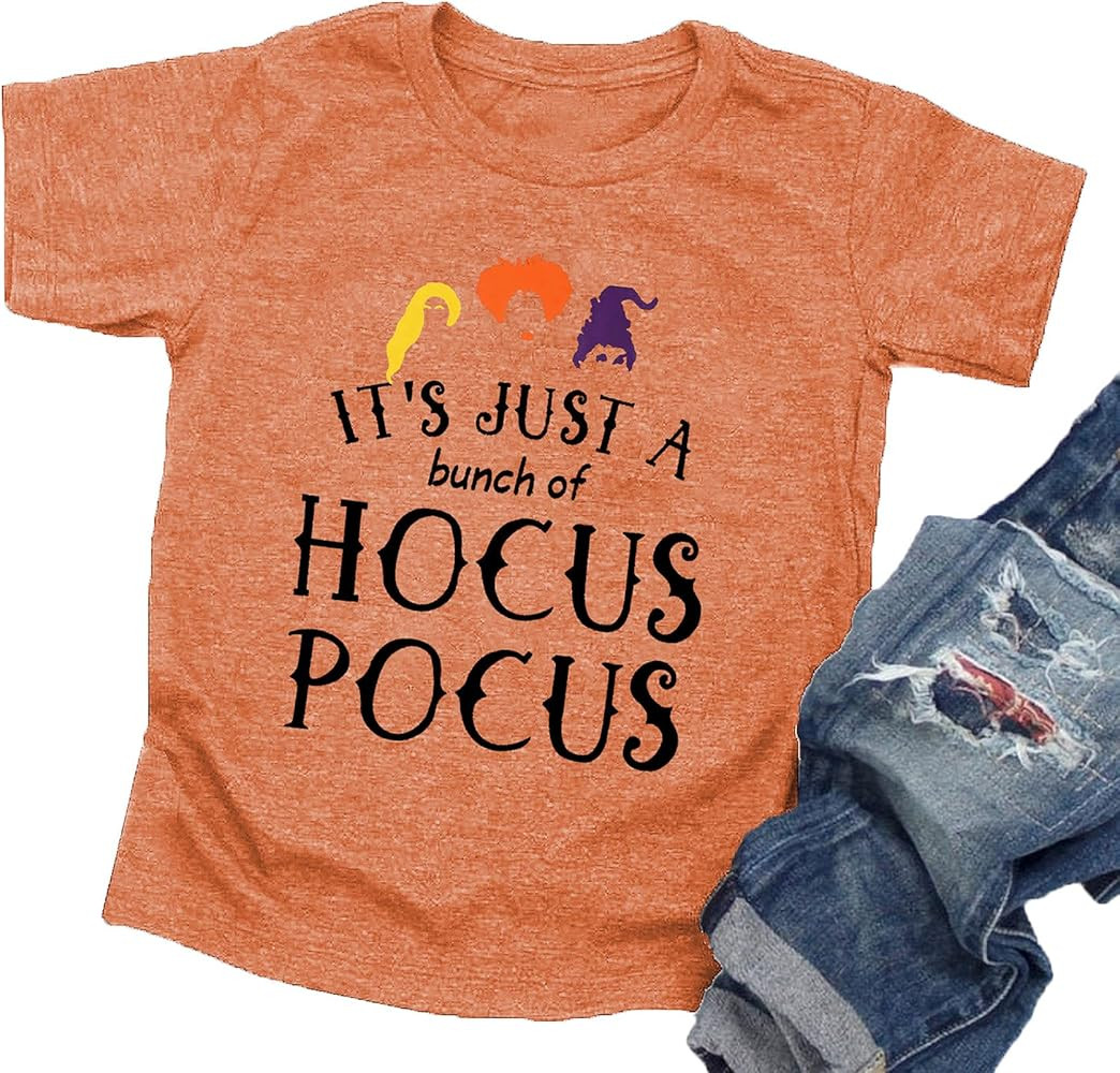 LAZYCHILD It's Just A Bunch of Hocus Pocus Halloween T Shirt Toddler Boys Girls Sanderson Sister ... | Amazon (US)