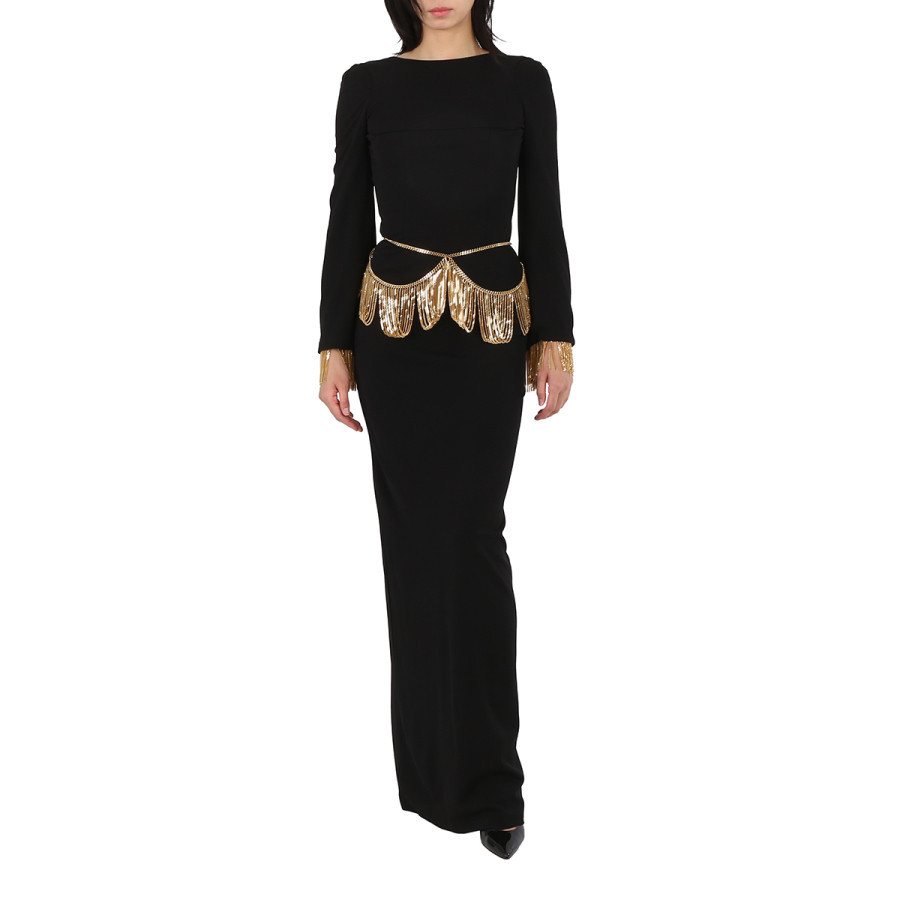 Burberry Black Long-sleeve Chain Detail Gown | Jomashop.com & JomaDeals.com