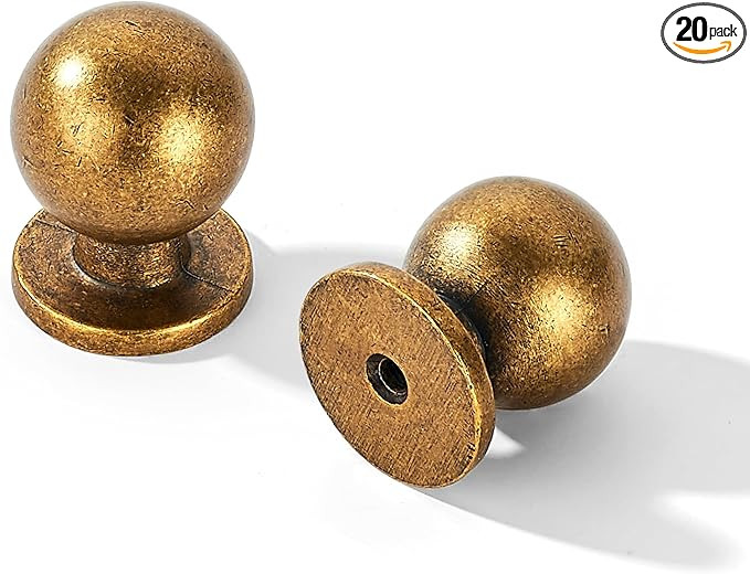 khtumeware 20 Pack 1 Inch (25mm) Diameter Round Solid Vintage Antique Brass Finish Kitchen Cabine... | Amazon (US)