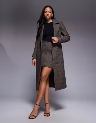 Forever New belted midaxi coat co-ord in berry check | ASOS | ASOS (Global)