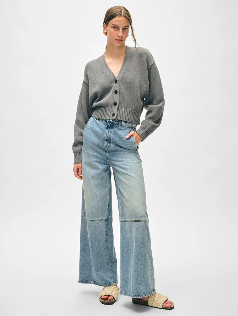 Organic Cotton V Neck Cardigan | White and Warren