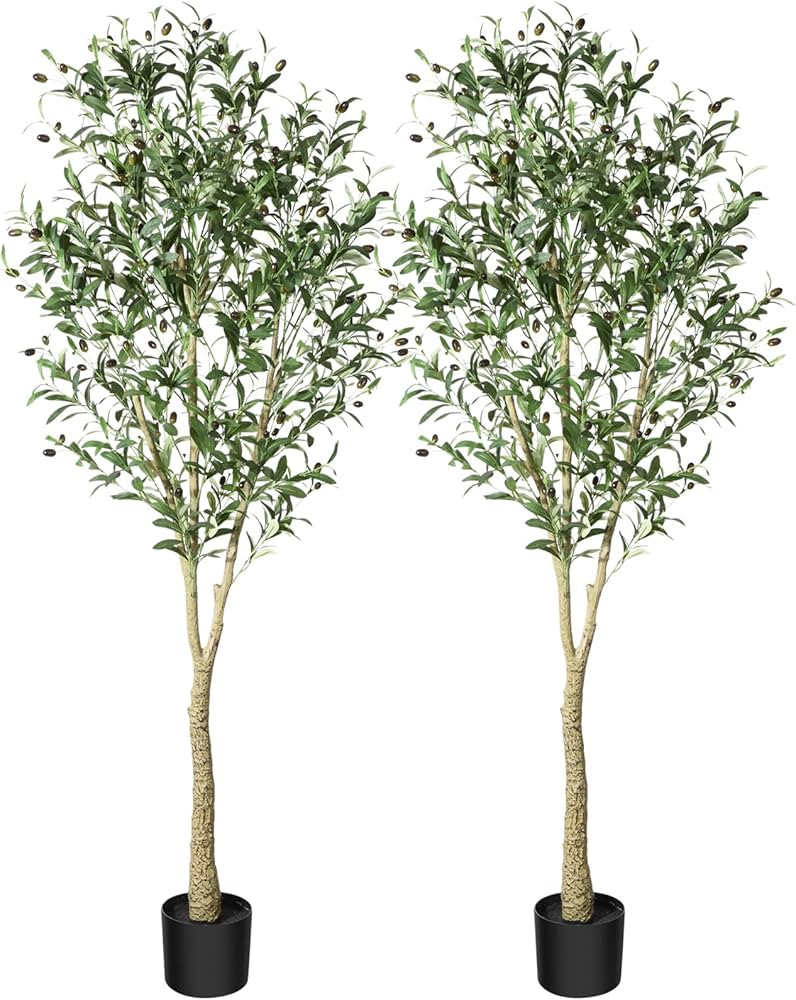 CROSOFMI Artificial Olive Tree Plant 6 Feet Fake Topiary Silk Tree, Perfect Faux Plants in Pot fo... | Amazon (US)
