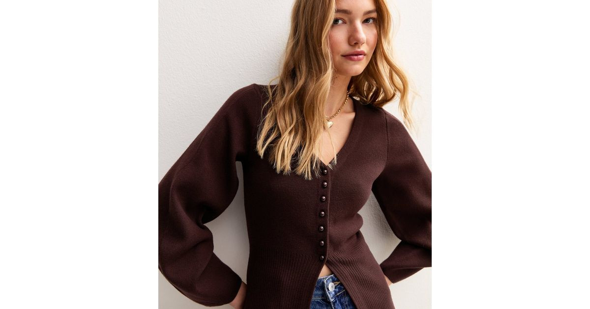 Dark Purple Compact Knit V Neck Cardigan | New Look | New Look (UK)