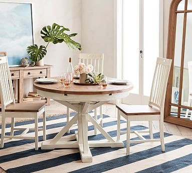 Hart Round Reclaimed Wood Pedestal Extending Dining Table - Driftwood White | Pottery Barn (US)