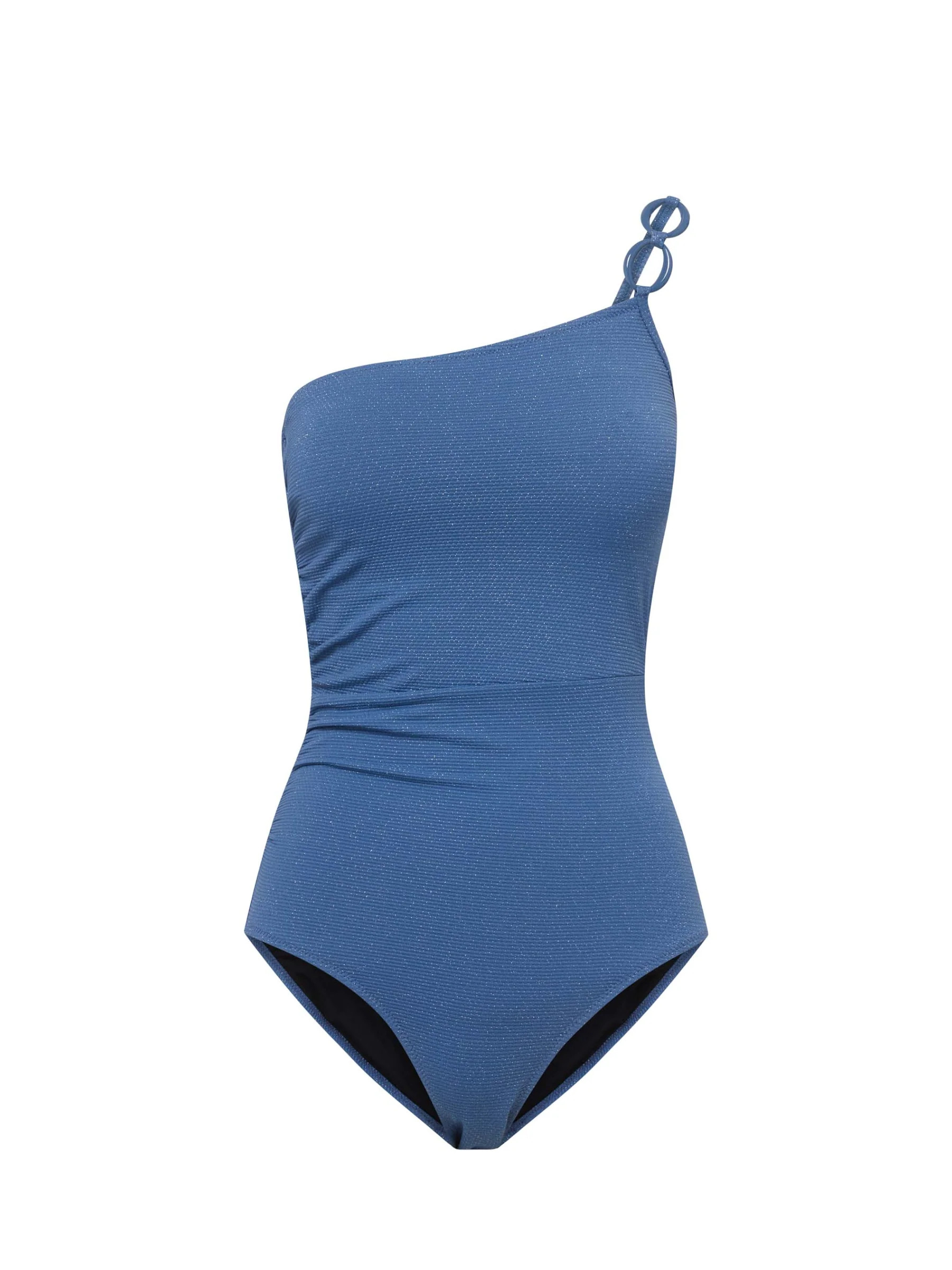 Kara One Piece In Steel Blue Metallic Pique | Change of Scenery