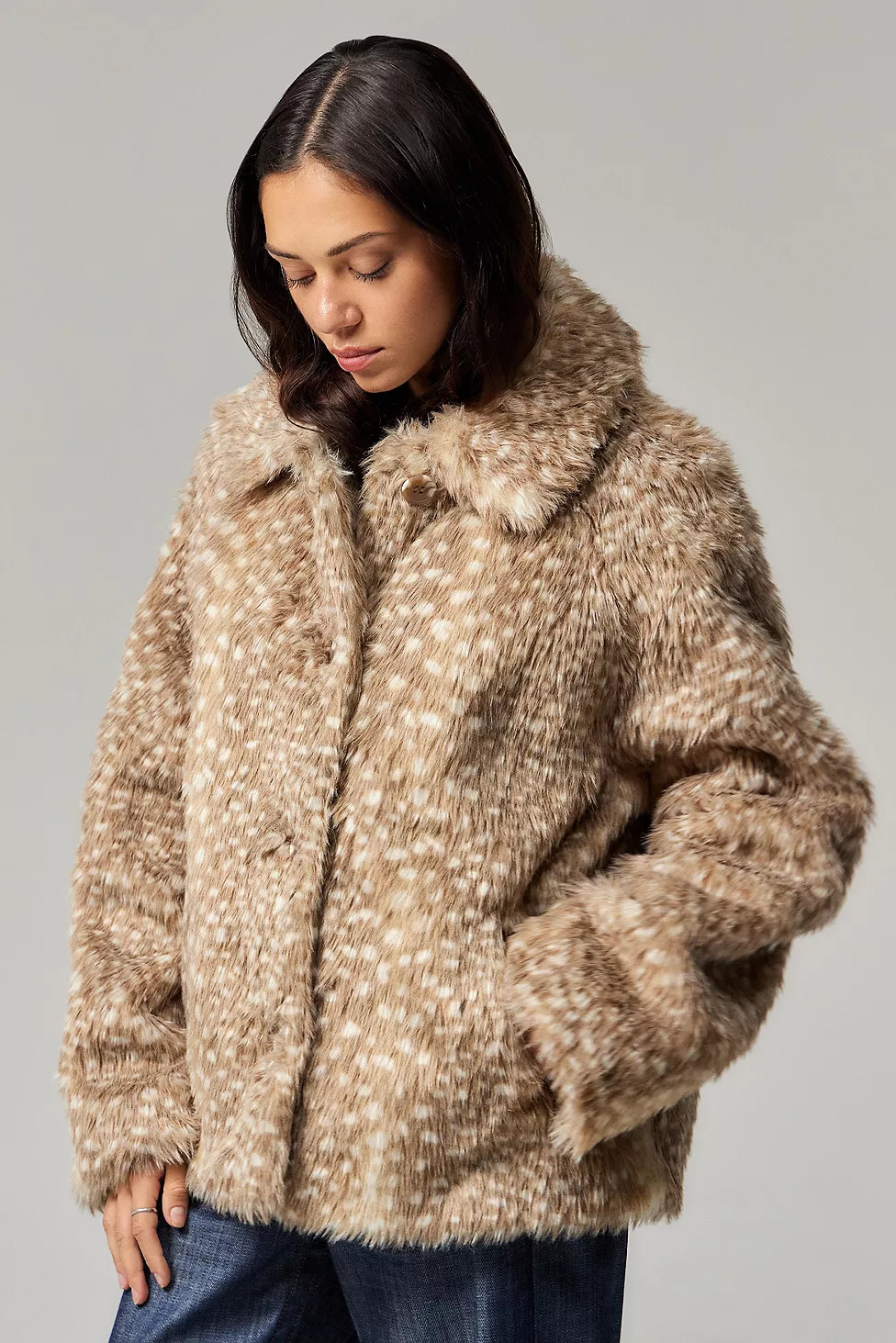 Silence + Noise Deer Faux Fur Coat | Urban Outfitters UK
