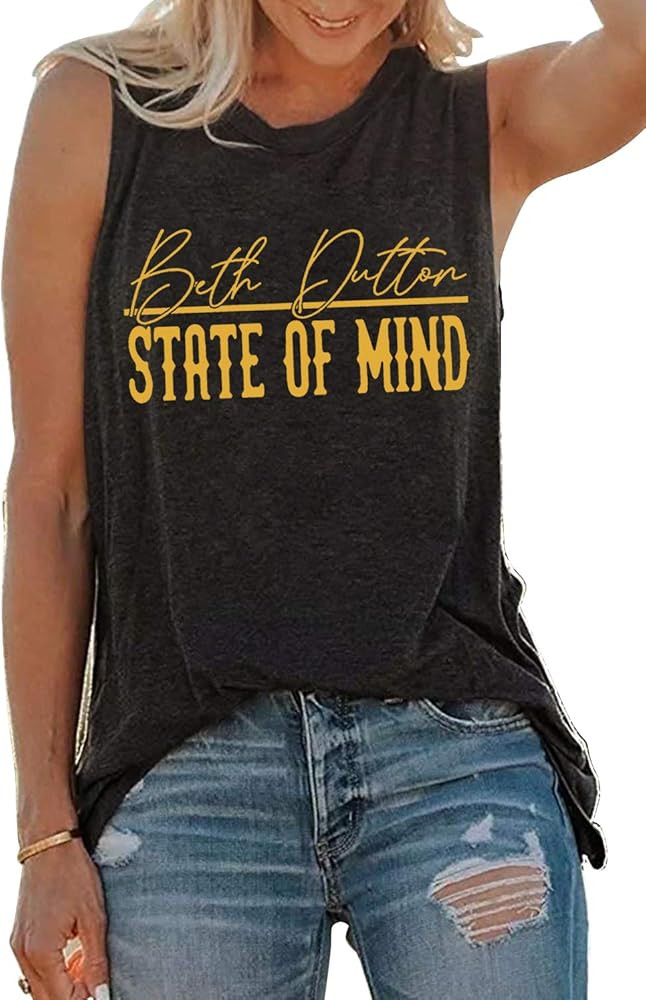 Beth Dutton Tank Tops for Women Vintage Funny Summer Casual Muscle T-Shirt Retro Country Music Pa... | Amazon (US)