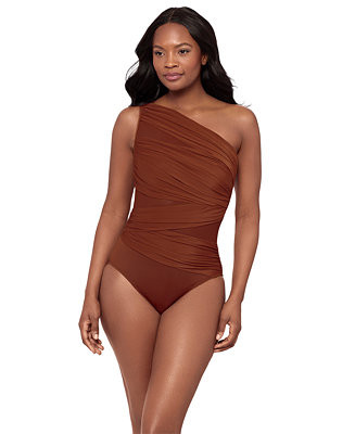 Miraclesuit Women's Network Jena One-Shoulder Allover-Slimming One-Piece Swimsuit - Macy's | Macy's