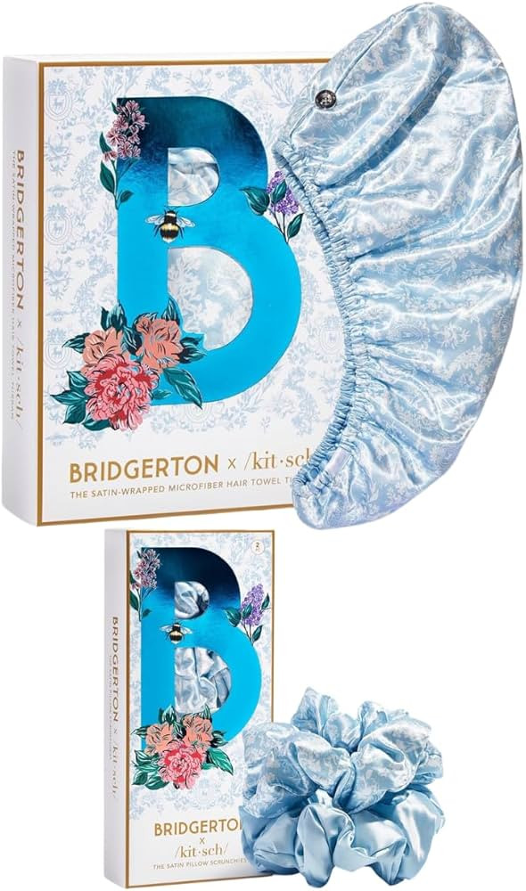 Kitsch Bridgerton x Satin-Wrapped Hair Towel and Satin Hair Scrunchies Bundle with Discount | Amazon (US)