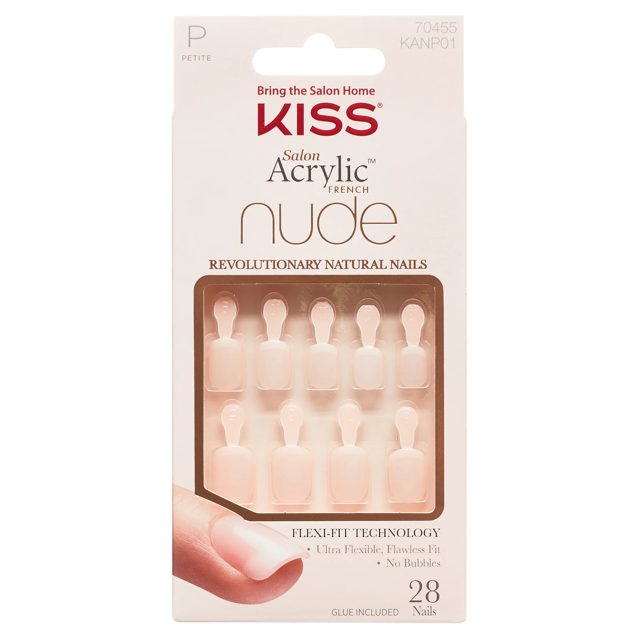 KISS Salon Acrylic French Nude, Press On Nails, Holla Back, Beige, Petite Squoval, 28 Count | Walmart (US)