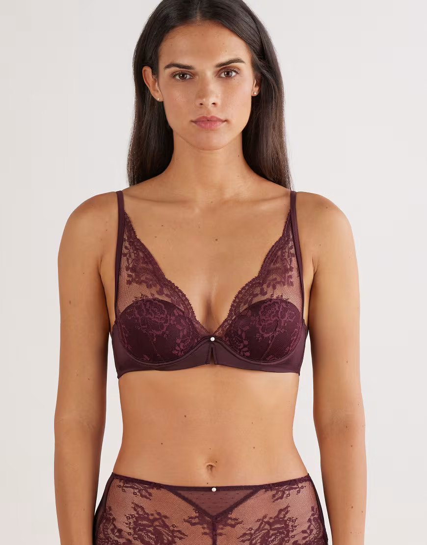 Intimissimi La vie en rose elena balconette bra in dark burgundy-Red | ASOS (Global)