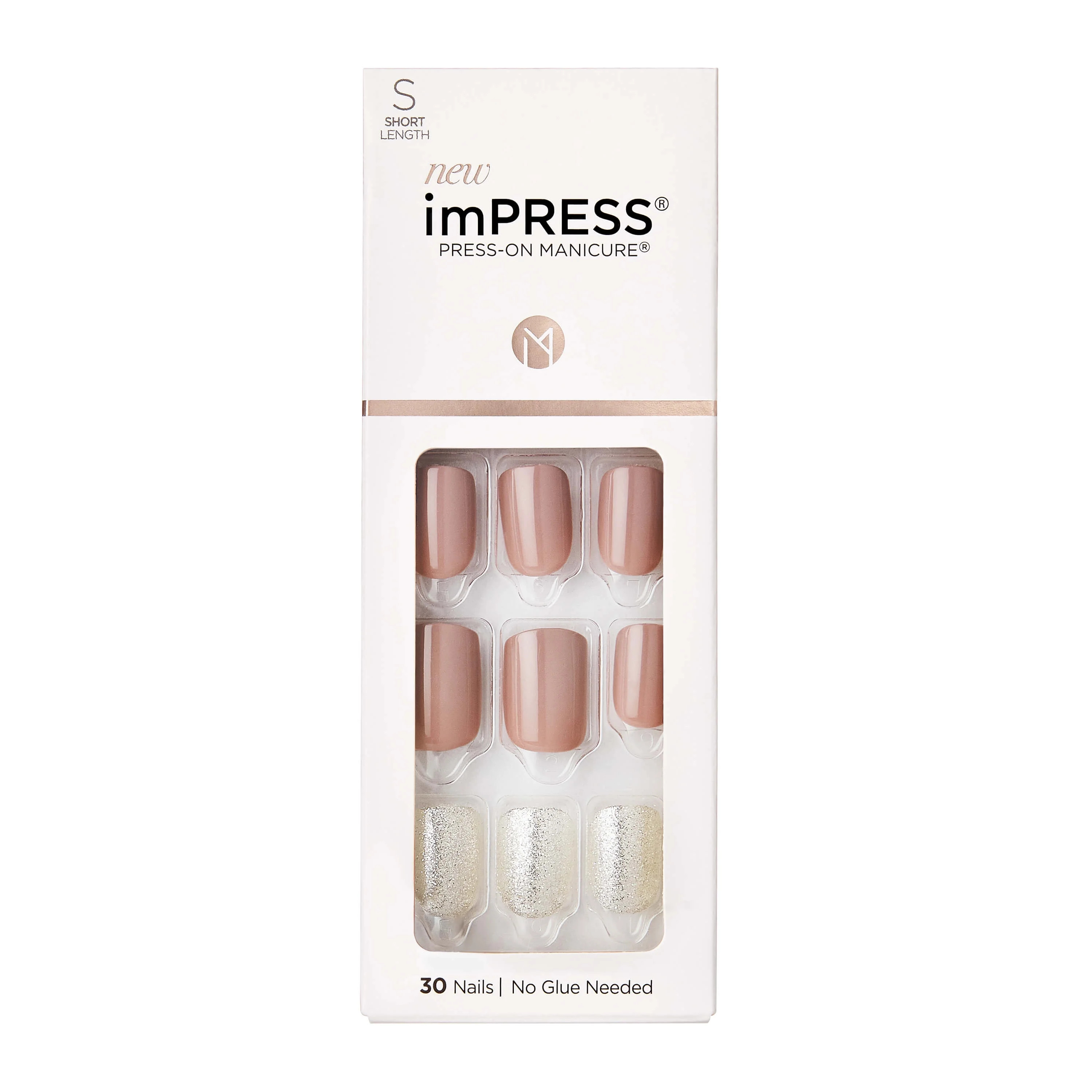 KISS imPRESS Press-on Manicure, Beige, Short Square, 'One More Chance', 33 Ct. - Walmart.com | Walmart (US)