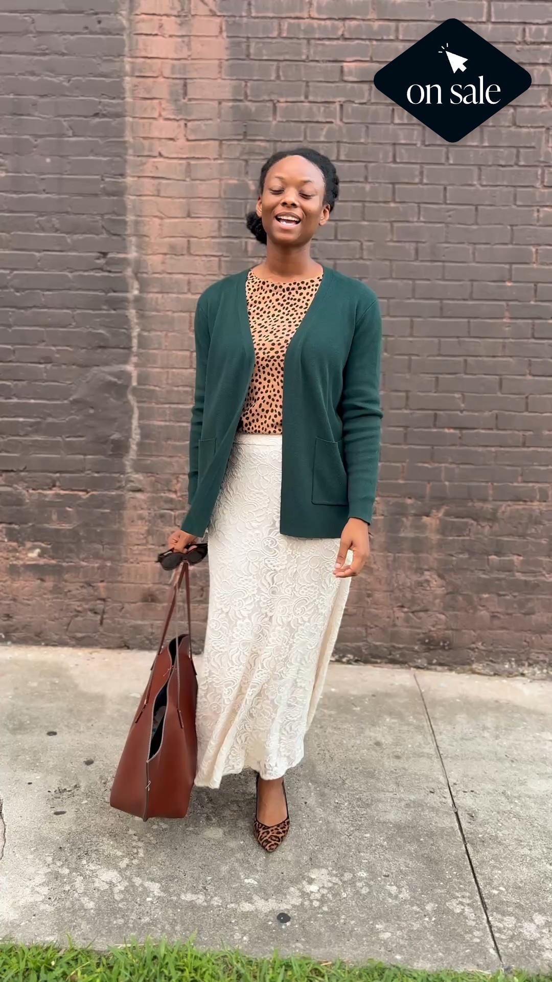 Great work or church outfit. Leopard pumps are a classic and great fit this time of year. Lace skirt on sale and cardigan too  

#LTKSeasonal #LTKSaleAlert #LTKStyleTip