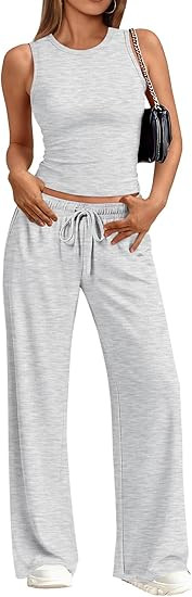 Trendy Queen Women's 2 Piece Summer Lounge Sets Butter Soft Tank Top & High Waisted Wide Leg Pant... | Amazon (US)