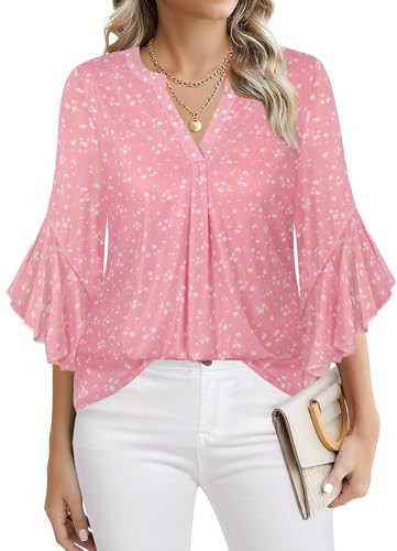 Ninedaily Pink Tops for Women, A Linen Shirts Petite Size for Young Ladies Comfy Outfits Slim Fitted Home Basic Layering or Travel Dressy Casual Blouses Popular Fall Fancy Street Shopping Clothes M | Amazon (US)