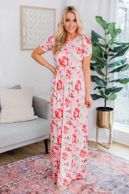 Your First Love Pink Floral Maxi Dress | The Pink Lily Boutique