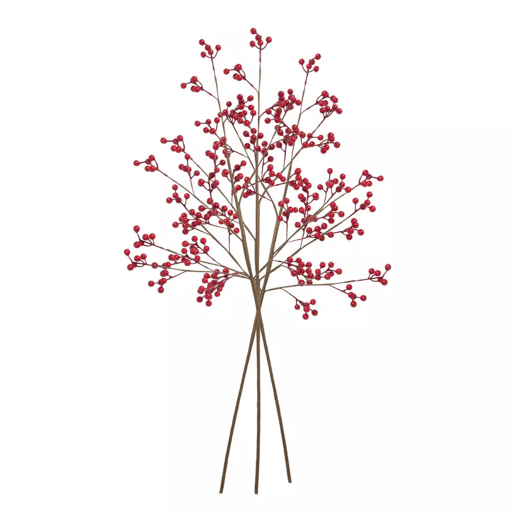 Buy Argos Home Artificial Red Berry Branch Stems 3 Pack - 80cm | Artificial flowers, plants and t... | argos.co.uk