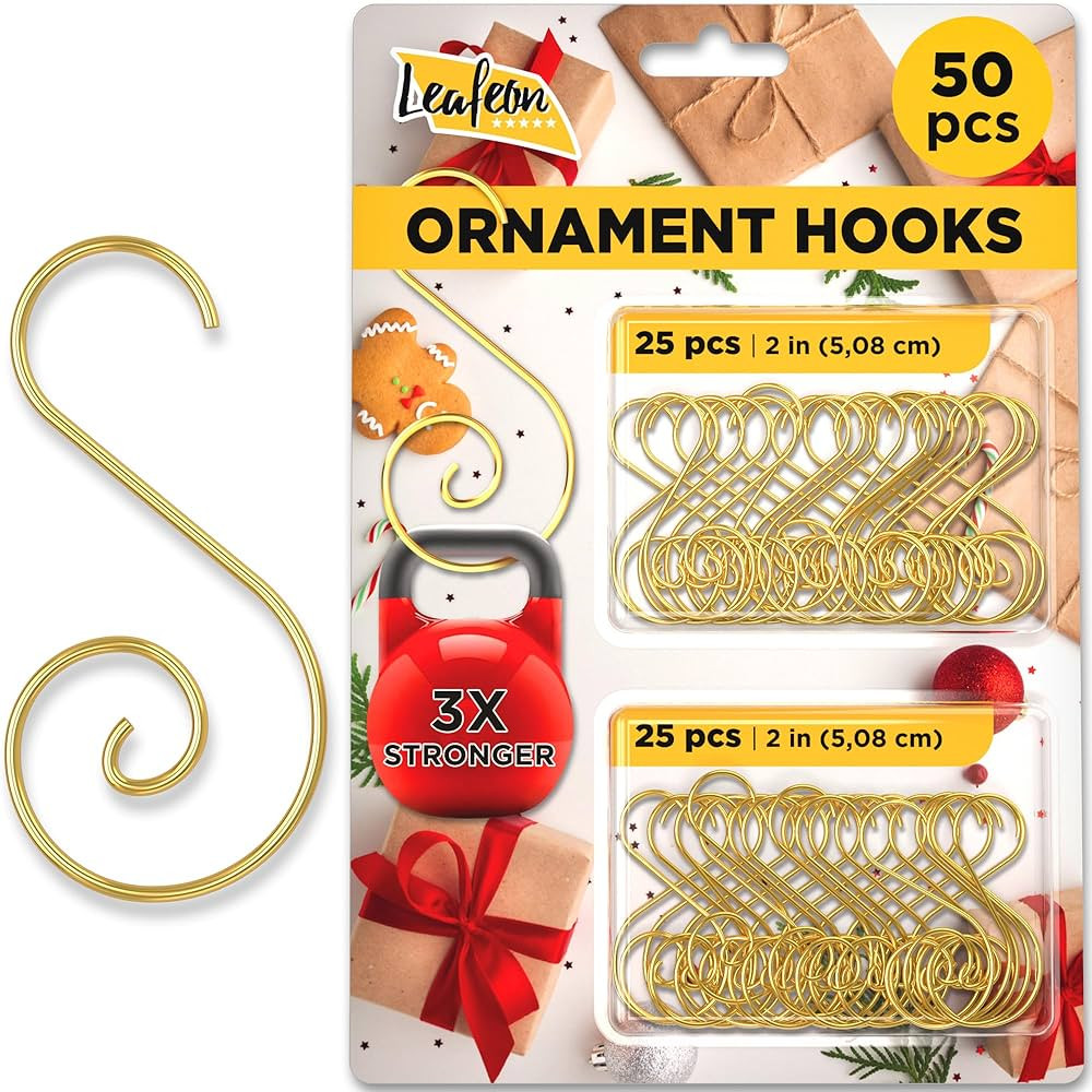 Leafeon 50 Pack S-Shaped Christmas Ornament Hooks for Christmas Tree Decoration – The Best Holi... | Amazon (US)
