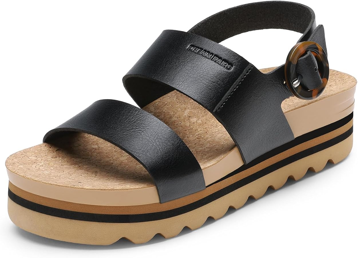 DREAM PAIRS Women's Orthopedic Arch Support Platform Sandals Comfortable Cork Insole Low Wedges S... | Amazon (US)