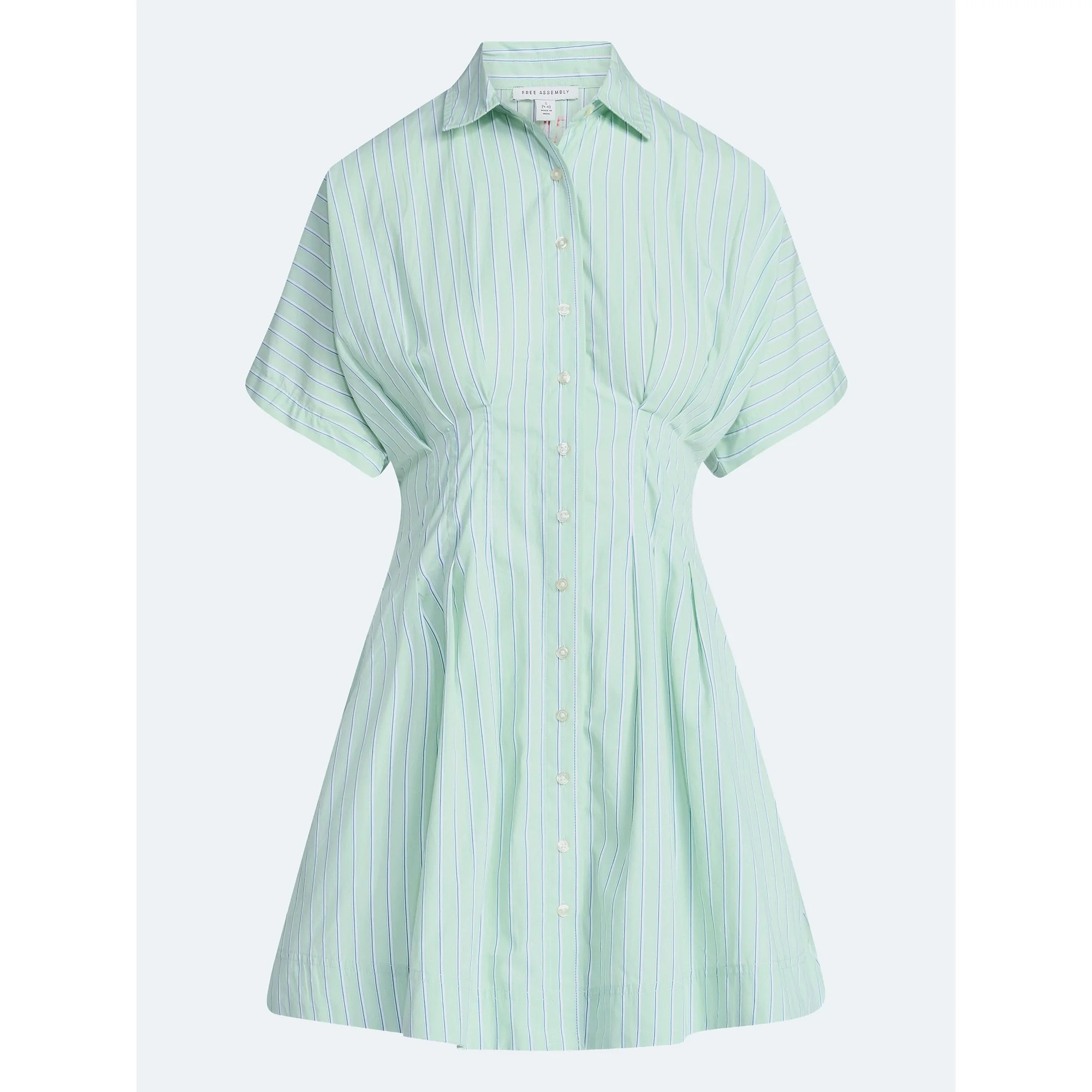 Free Assembly Women's Cotton Corset Mini Shirtdress with Short Sleeves, Sizes XS-XXL | Walmart (US)