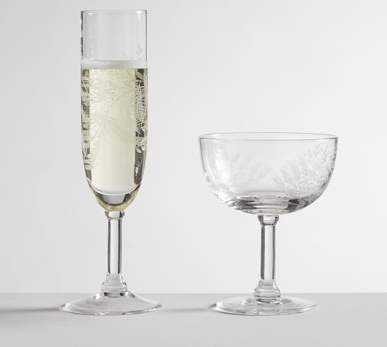 Monique Lhuillier Gabrielle Etched Champagne Glasses | Pottery Barn (US)