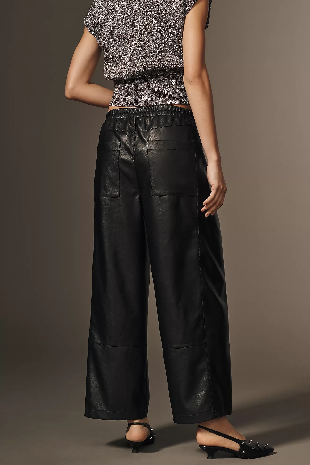 The Izzie Relaxed Pull-On Barrel Pants by Pilcro: Faux-Leather Edition | Anthropologie (US)