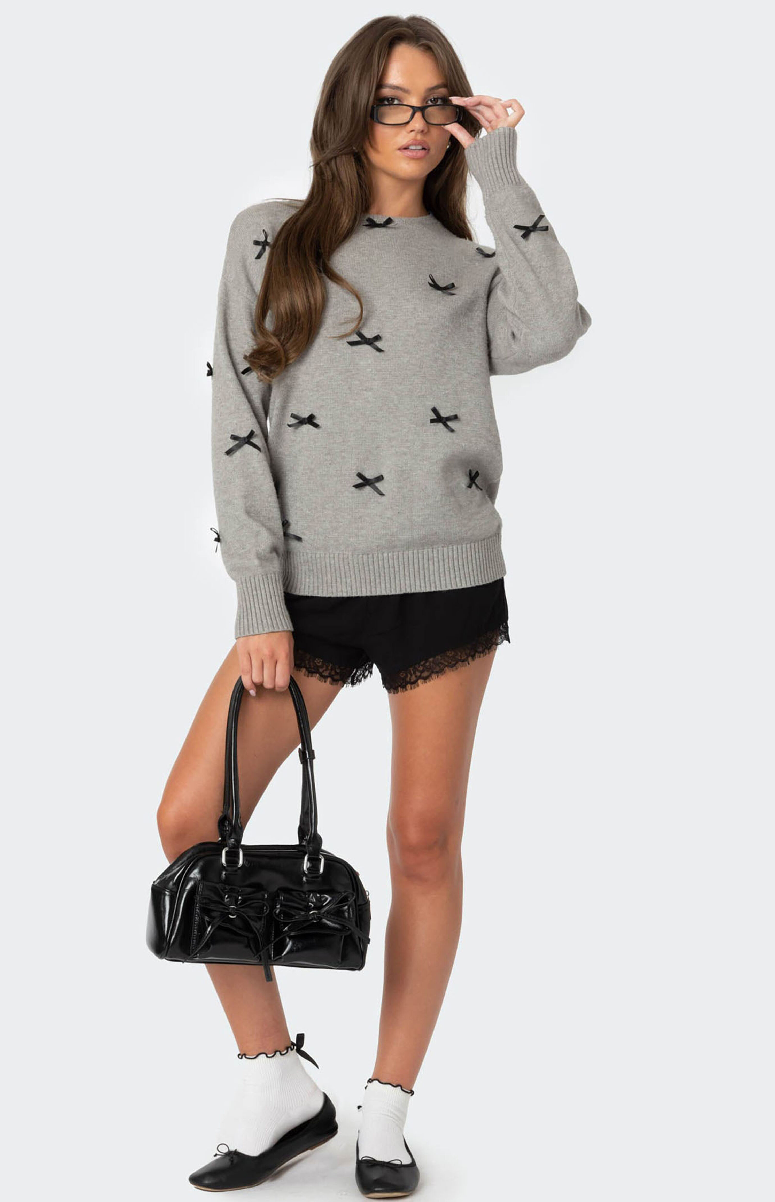Edikted Satin Bow Oversized Sweater | PacSun