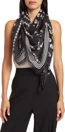 Skulls & Safety Pins Frayed Trim Scarf | Nordstrom Rack