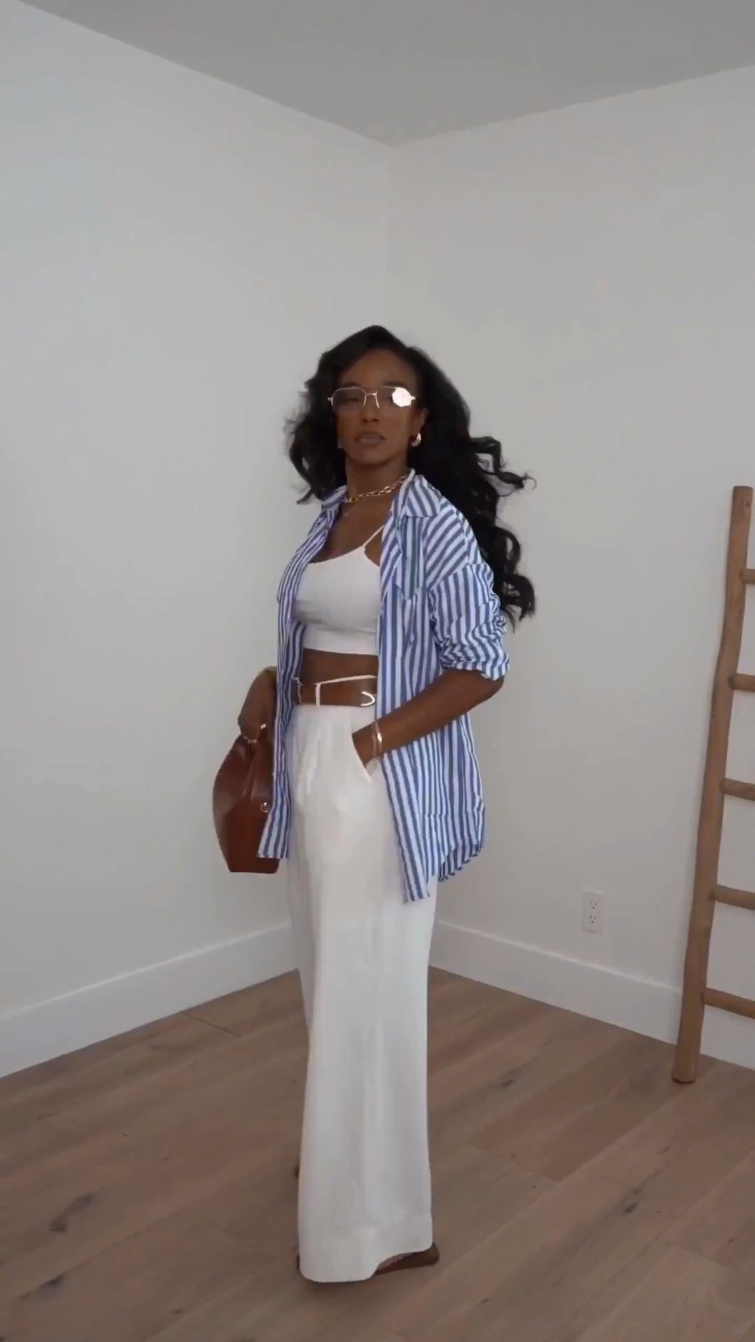 Scroll to shop this effortless spring outfit featuring wide-leg trousers and a striped button-down layered over a crop top. Perfect for vacation days, brunch, or an elevated casual look.

Measurements: 5'4", 138 lbs, 34D bust, 27" waist, 40" 

#LTKootd #LTKPetite #LTKgrwm