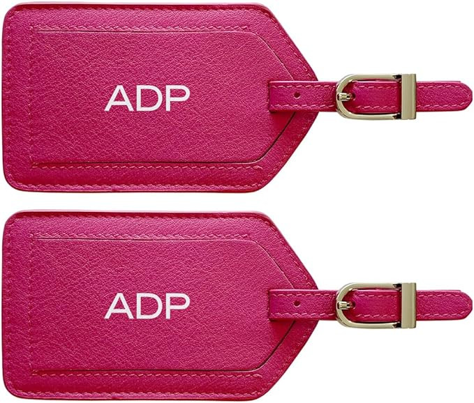 Personalized Monogrammed Leather Luggage Tags - 2 Pack | Amazon (US)