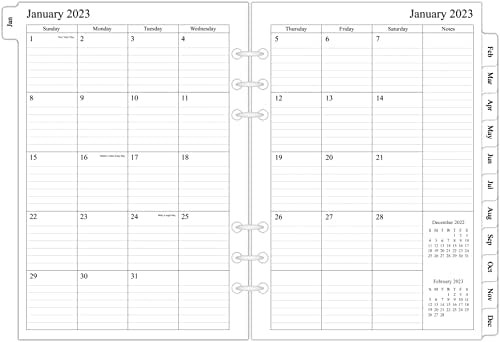 2022-2023 Monthly Planner Refill for A5 Binder, Two Page Per Month, October 2022 - December 2023,... | Amazon (US)