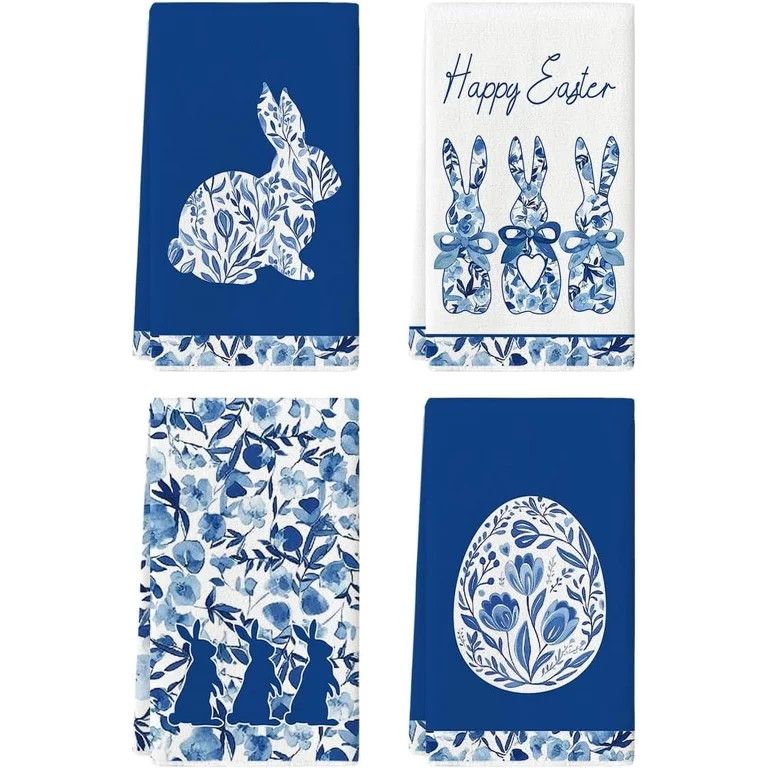 "Bunny Bow Easter Kitchen Towels Dish Towels, 18x26 Inch Celadon Spring Farmhouse Holiday Decorat... | Walmart (US)