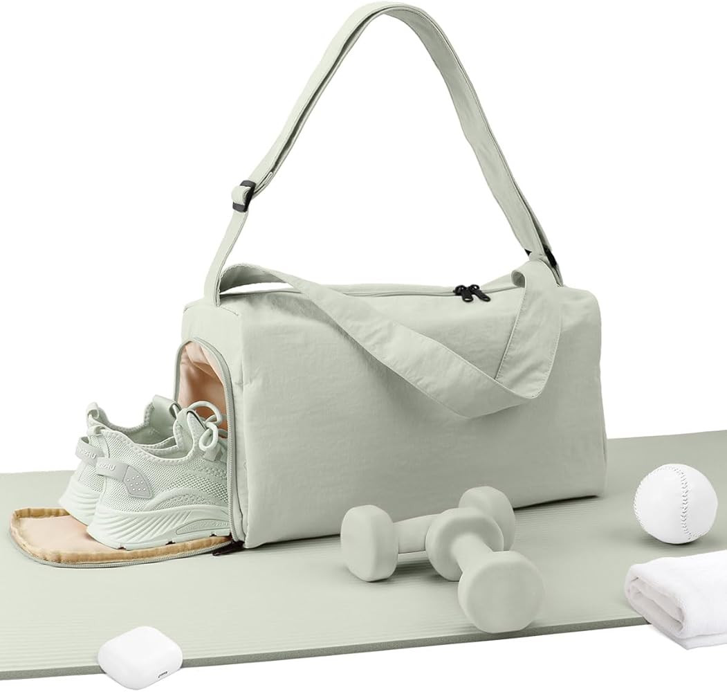 Small Gym Bag for Women with Shoes Compartment, Stylish Duffle Travel Bag for Plane, Lightweight ... | Amazon (US)