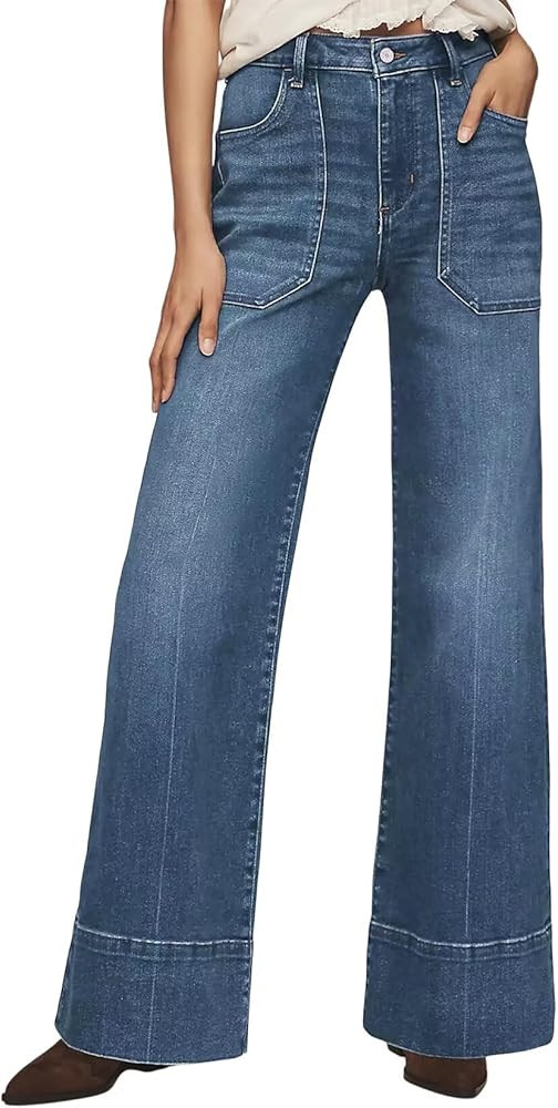 Allimy Women's High Waisted Wide Leg Baggy Front Pockets Jeans – Trendy 2026 Collection | Amazon (US)