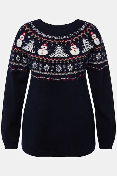Snowman Norwegian Style Holiday Sweater | Ulla Popken - US & CA