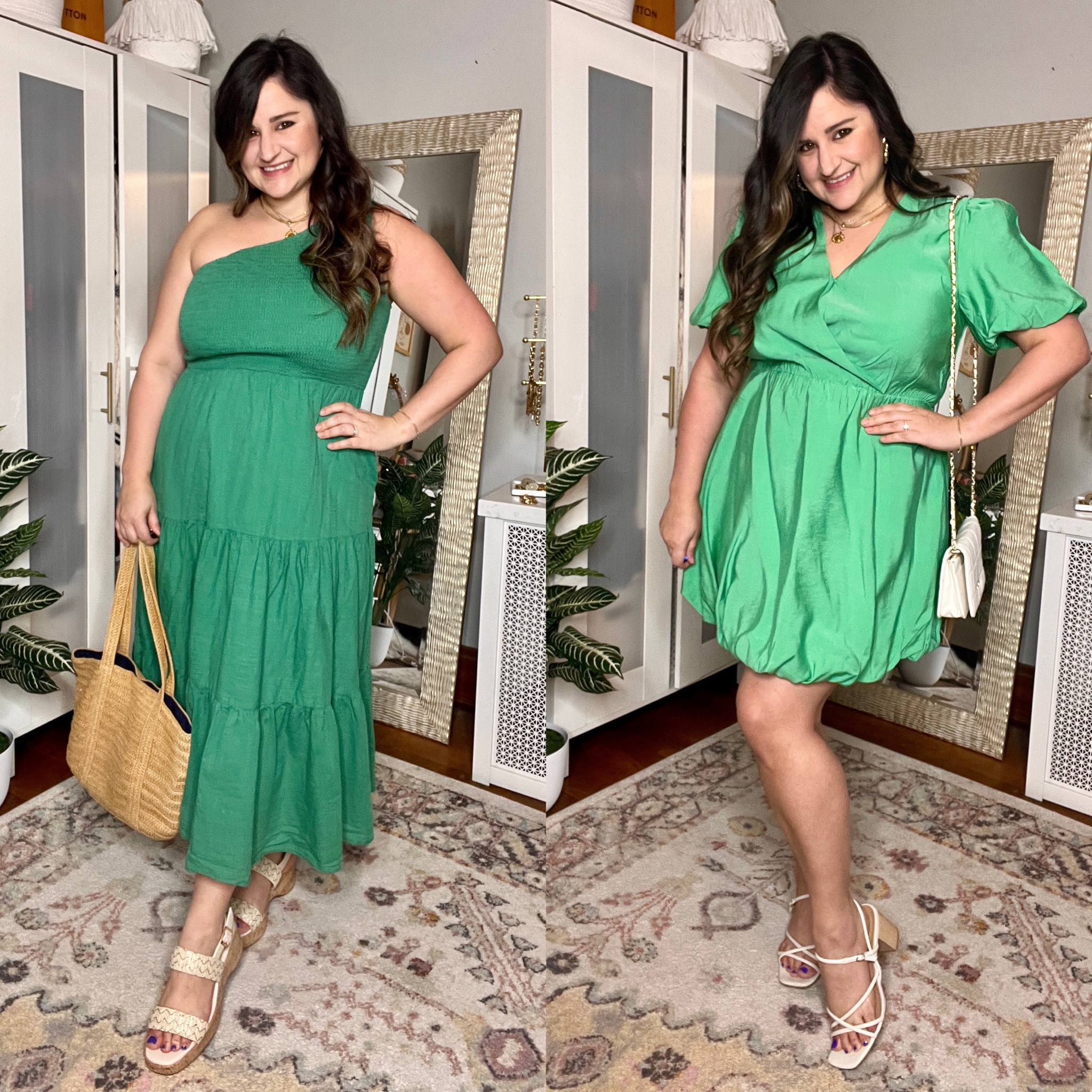 Beautiful green summer dresses! Wearing an L in both! Love that the puff sleeve dress has a snap at the bust. The maxi dress is a nice linen material for hot summer days!

Maxi dress, wedge heels, summer purses, green dress, shirt dress

#LTKFind #LTKtravel #LTKcurves