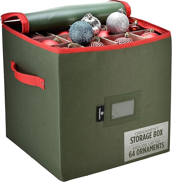 Handy Laundry, Christmas Ornament Storage, Stores up to 64 Holiday Ornament, Adjustable Dividers,... | Amazon (US)